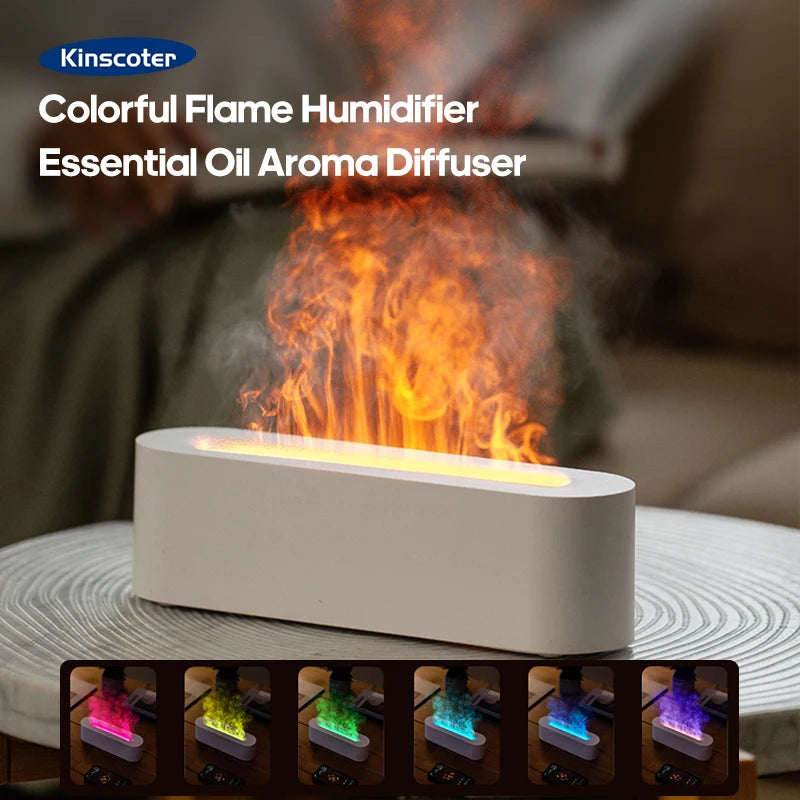 Colorful Flame Aromatherapy Essential Oil Diffuser and Ultrasonic Humidifier with Timer Function
