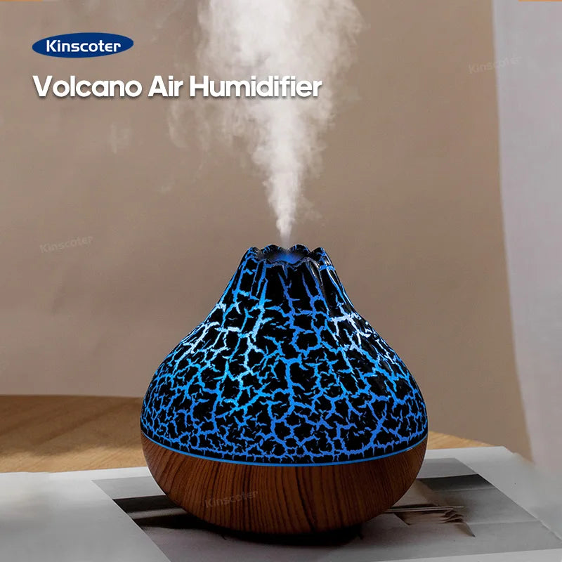 Volcano Air Humidifier 300ml - Desktop USB Water Mist Diffuser and Purifier with Colorful Ambient Night Light