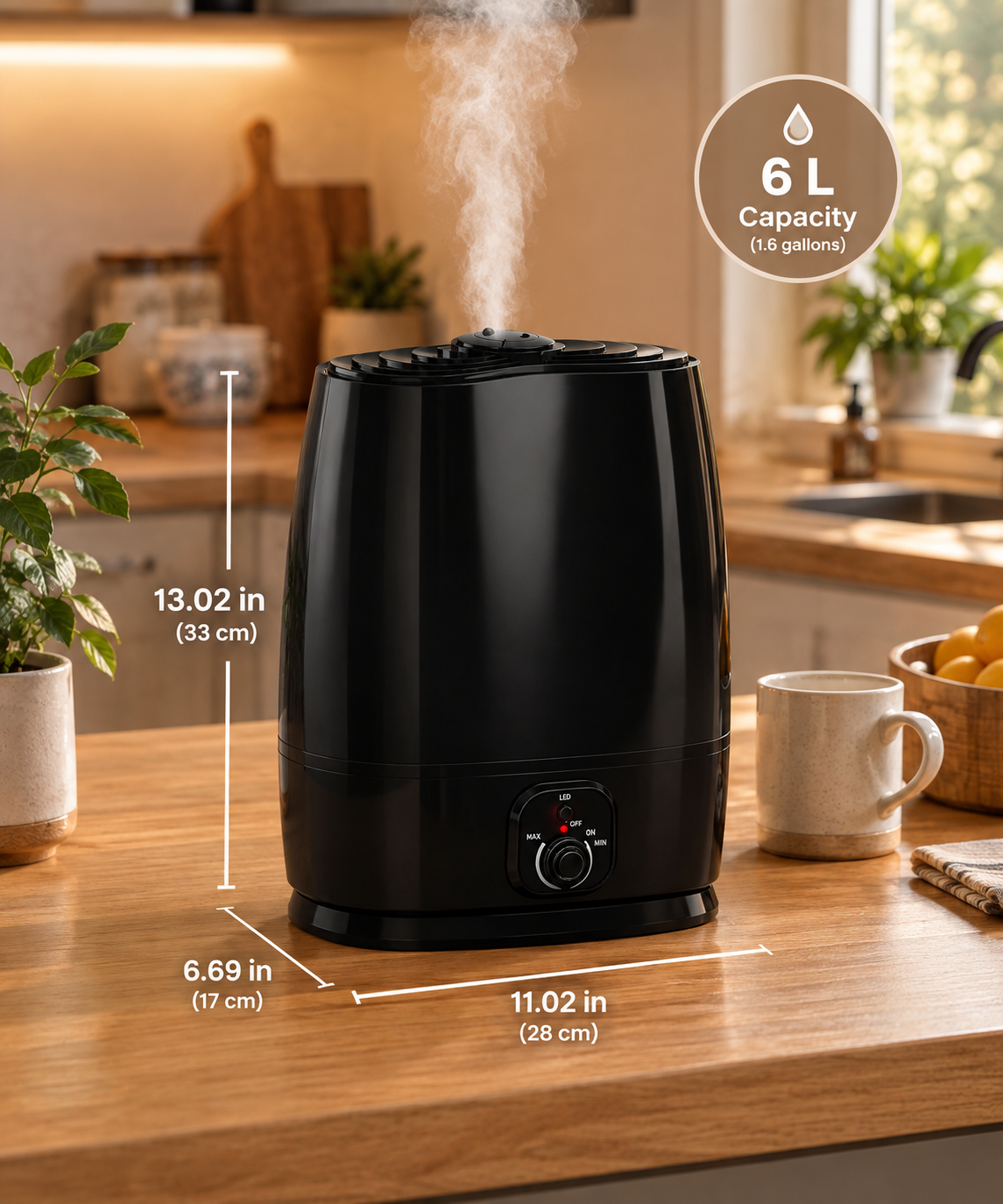 6L Large Humidifier for Bedroom, 28 Db Cool Mist