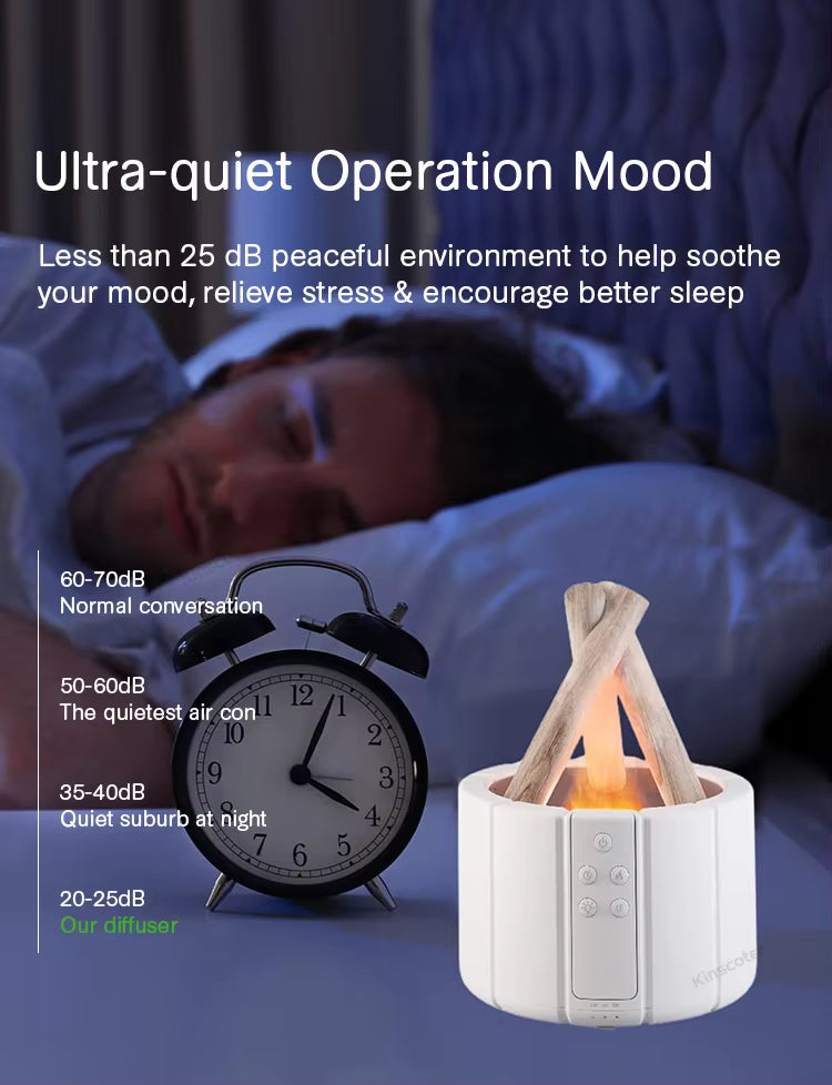 Ultrasonic Campfire Aroma Diffuser with Simulated Flame and LED Light - Bonfire Air Humidifier and Essential Oil Fogger