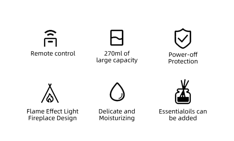 Ultrasonic Campfire Aroma Diffuser with Simulated Flame and LED Light - Bonfire Air Humidifier and Essential Oil Fogger