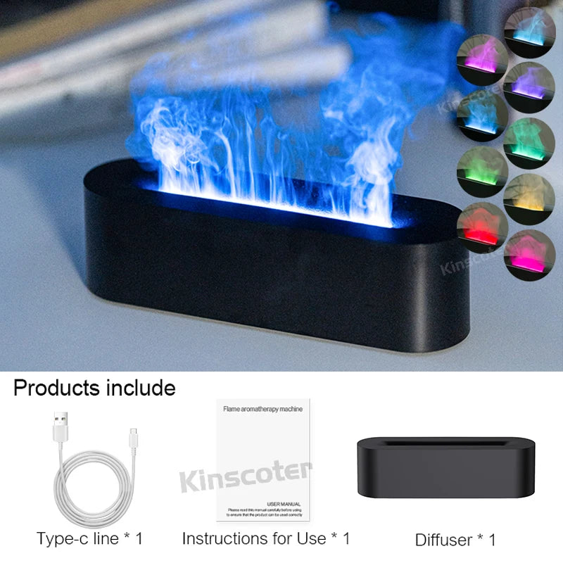 Colorful Flame Aromatherapy Essential Oil Diffuser and Ultrasonic Humidifier with Timer Function