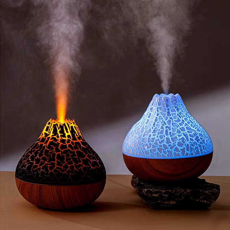 Volcano Air Humidifier 300ml - Desktop USB Water Mist Diffuser and Purifier with Colorful Ambient Night Light
