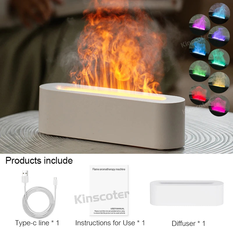 Colorful Flame Aromatherapy Essential Oil Diffuser and Ultrasonic Humidifier with Timer Function