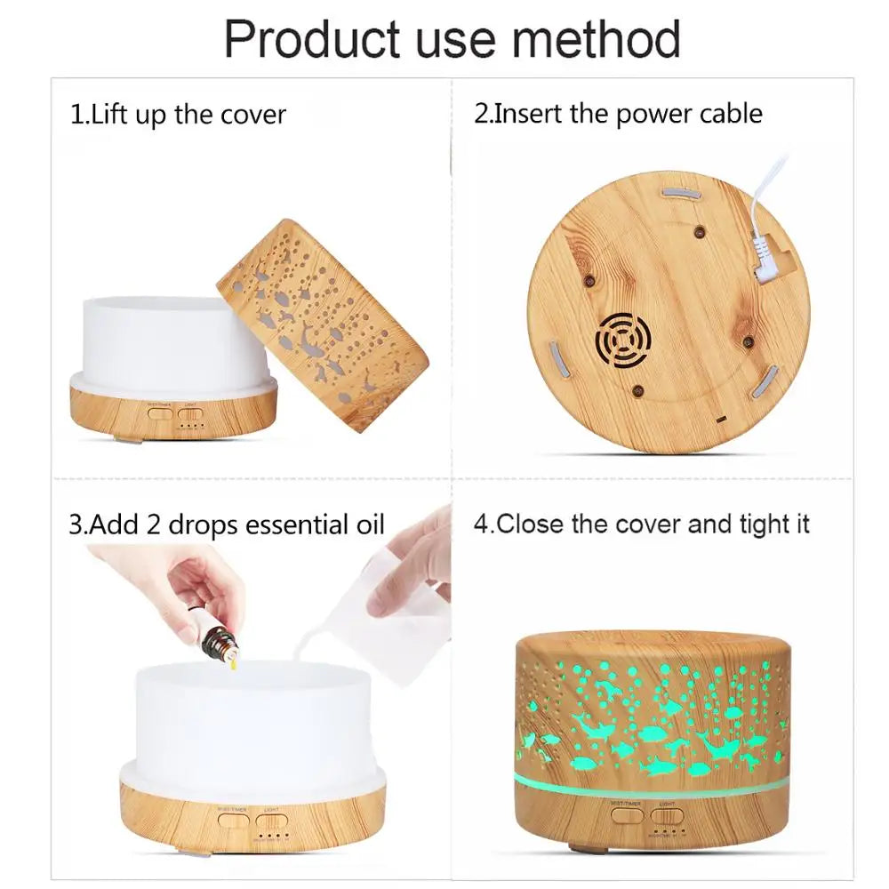 700Ml Wood Grain Aroma Diffuser Home Humidifiers Color Light Essential Oil Diffuser Aromatherapy Electric Oil Difusor