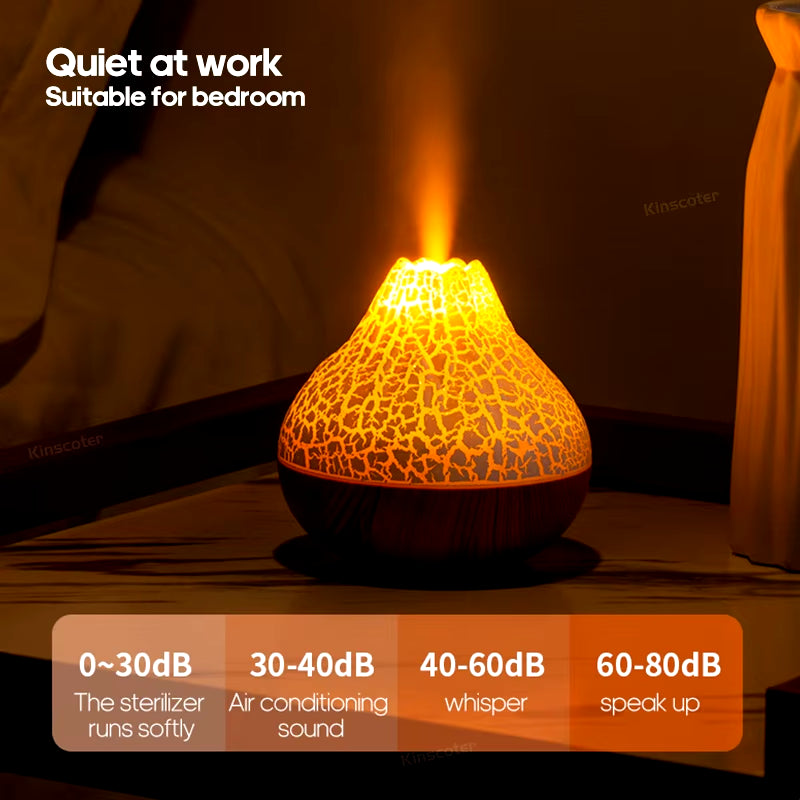 Volcano Air Humidifier 300ml - Desktop USB Water Mist Diffuser and Purifier with Colorful Ambient Night Light