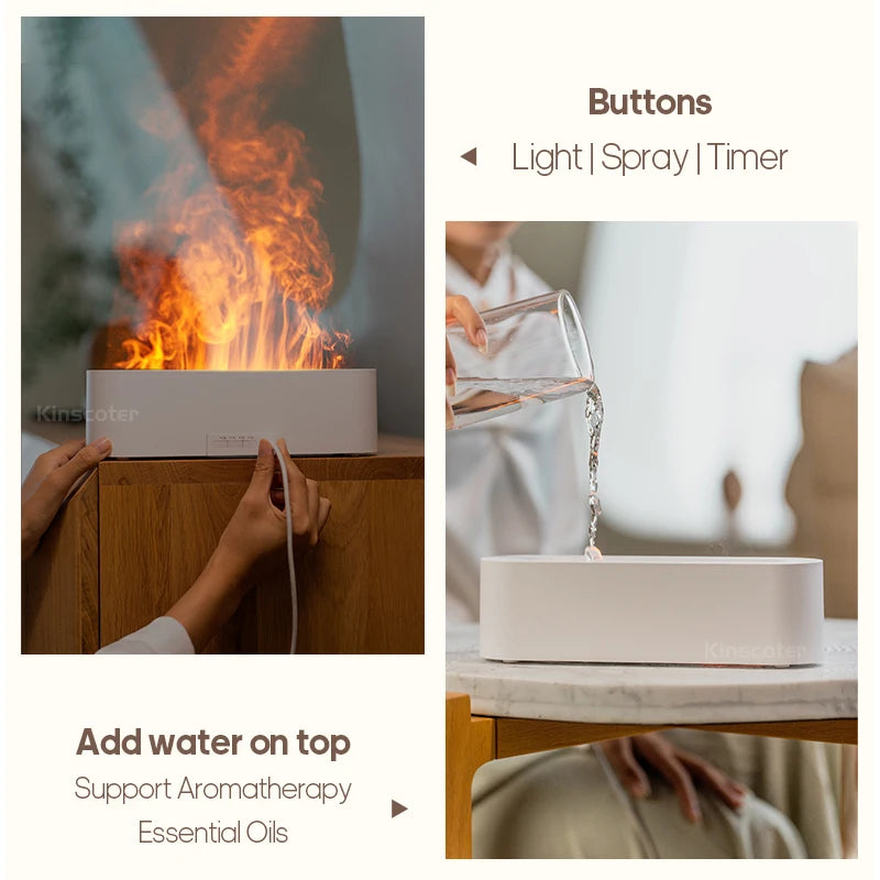 Colorful Flame Aromatherapy Essential Oil Diffuser and Ultrasonic Humidifier with Timer Function