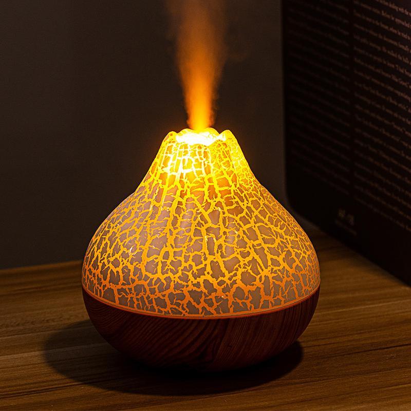 Volcano Air Humidifier 300ml - Desktop USB Water Mist Diffuser and Purifier with Colorful Ambient Night Light